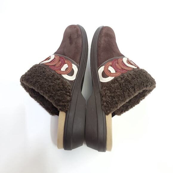 Spenco Clogs Size 9 B Brown Womens Shoe Slip On Faux Fur Suede - Picture 7 of 10
